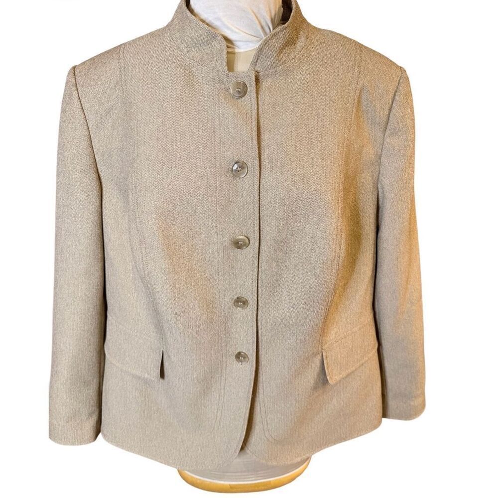 NYP Women’s Suit Blazer/Jacket Plus Sz. 20W Tan Stand Up Collar Button Up Career